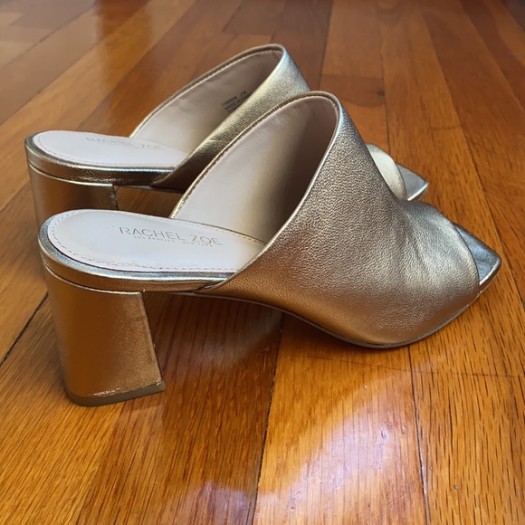 Rachel Zoe Gold Mika Metallic Leather Block Heel Mules women’s size 6.5 - Picture 5 of 16